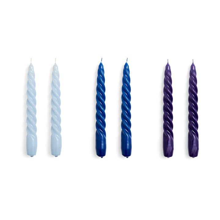Candle Twist -kynttilä, 6-pakkaus - Light blue-blue-purple - HAY