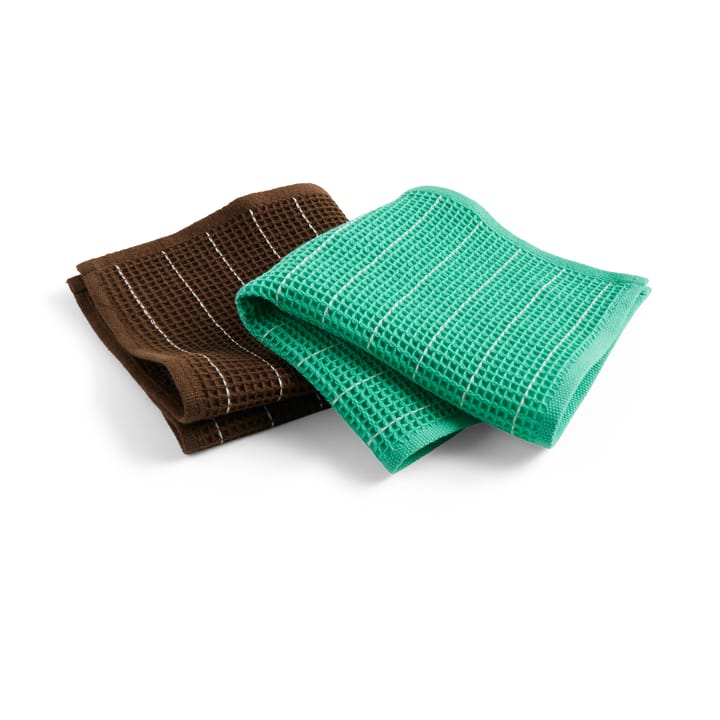 Canteen tiskirätti 31 x 31 cm 2-pakkaus - Chocolate pinstripe-Emerald pinstripe​ - HAY