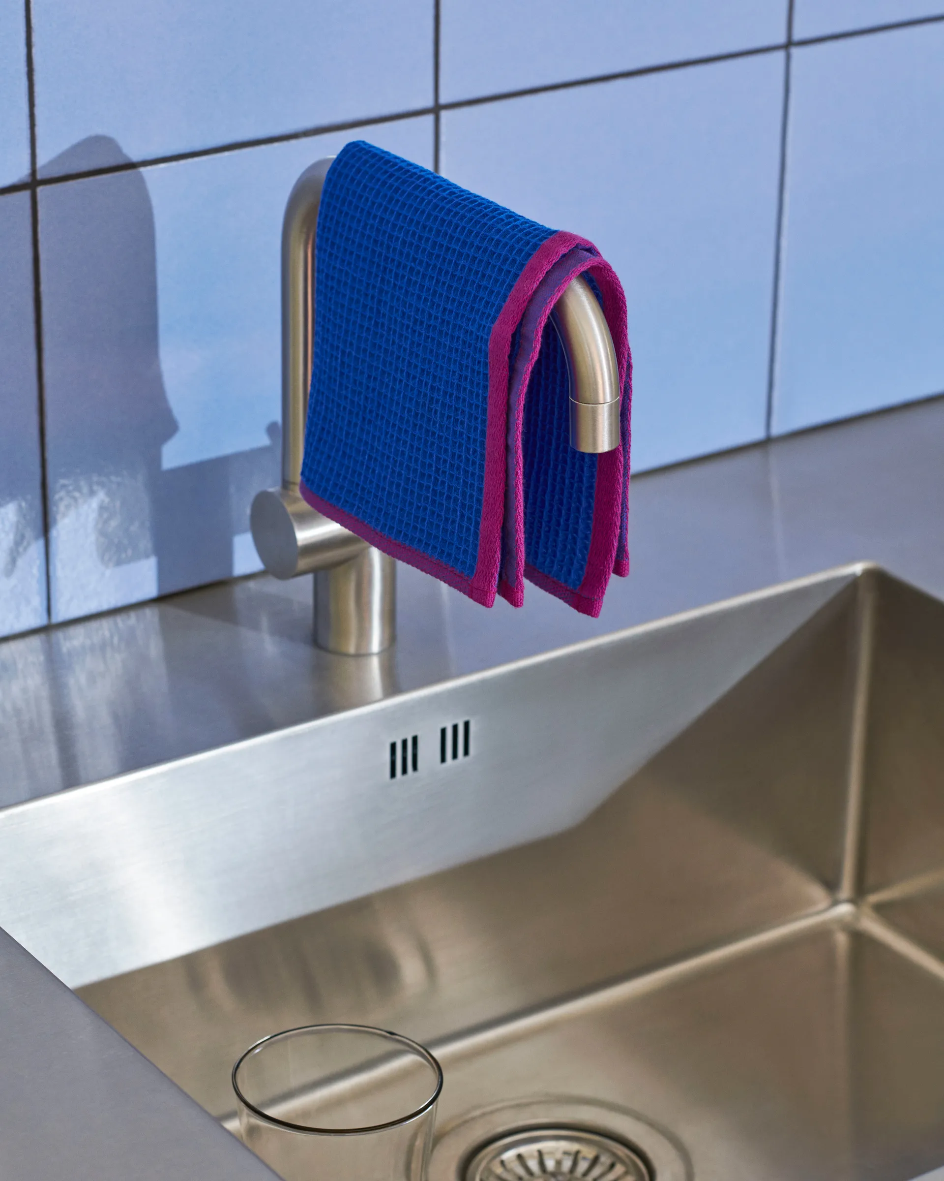 Canteen tiskirätti 31x31 cm 2-pack, Blue/fuchsia-Beige/yellow HAY