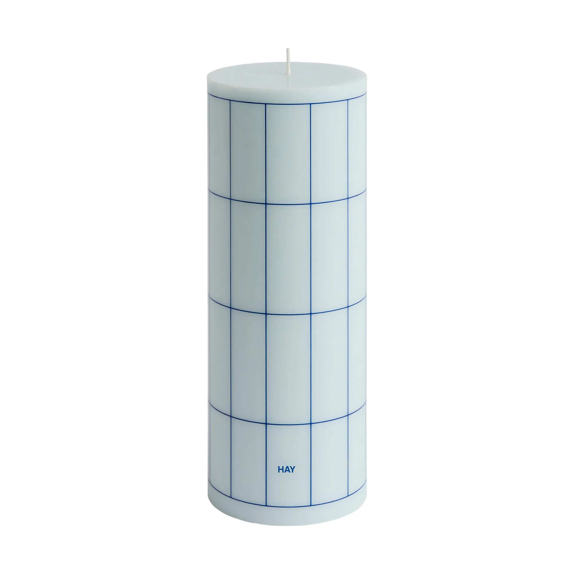 Column Candle pöytäkynttilä large 25 cm, Light blue-blue grid check HAY