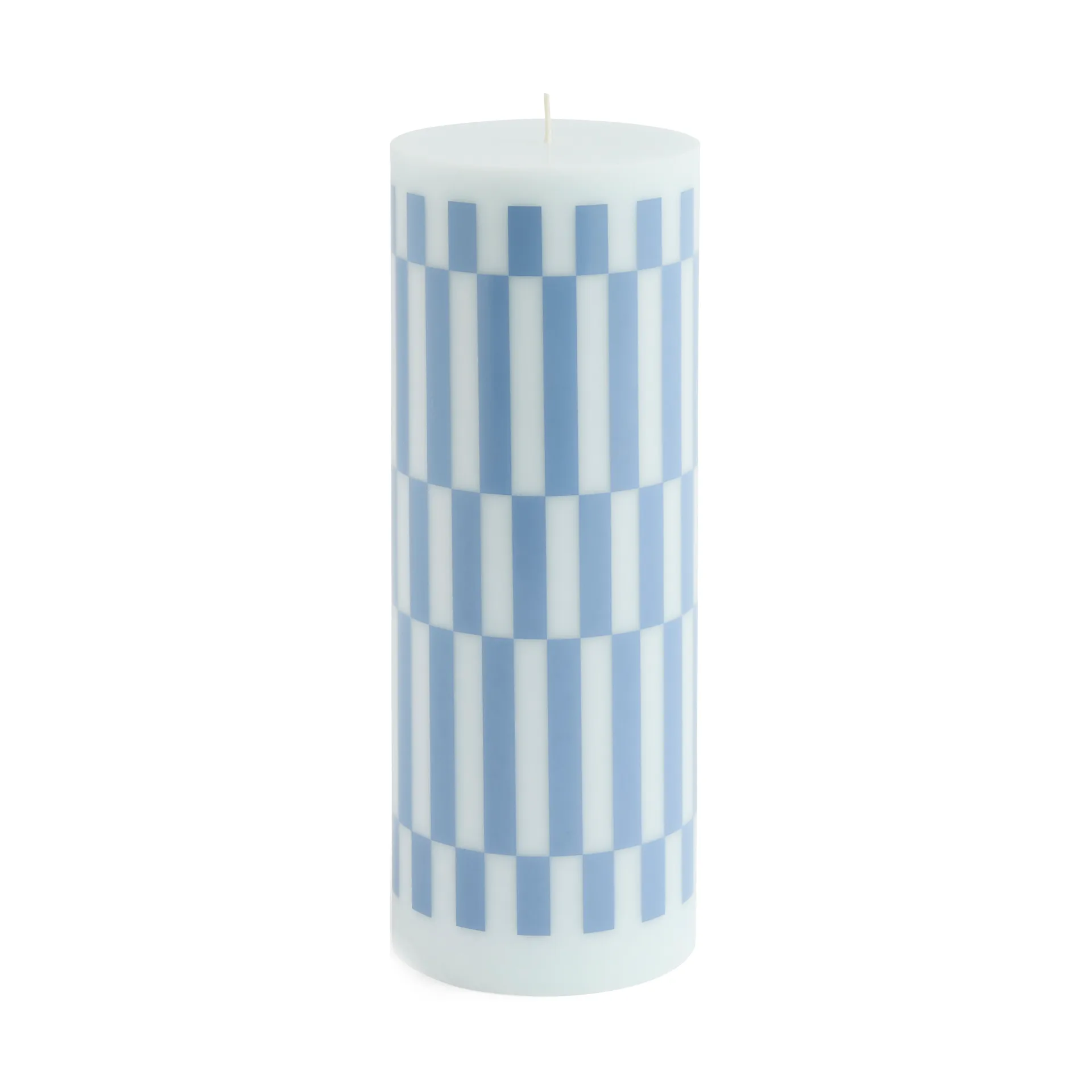 Column Candle pöytäkynttilä large 25 cm, Light blue-dusty blue check HAY