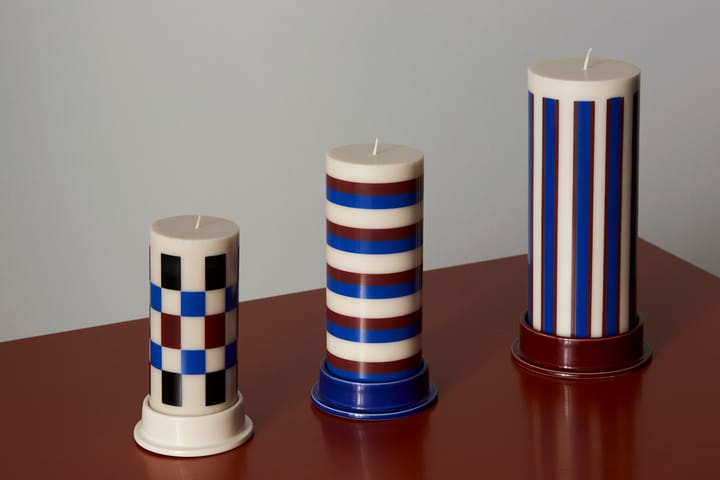 Column Candle -pöytäkynttilä large 25 cm - Off white-brown-blue - HAY
