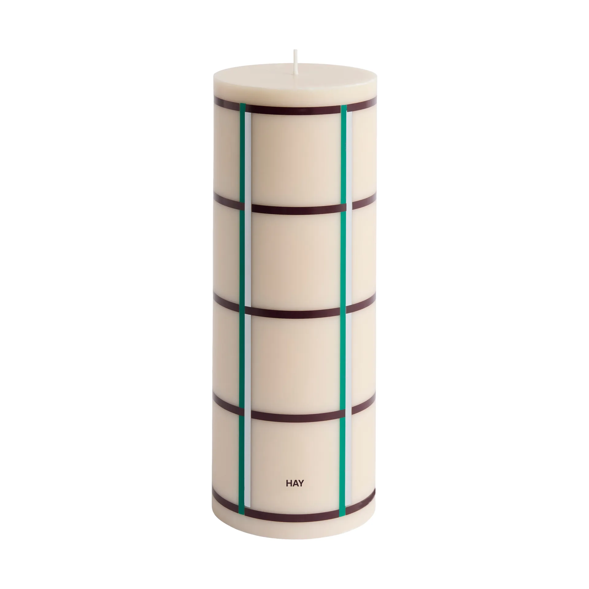 Column Candle pöytäkynttilä large 25 cm, Off white-green bordeaux-silver HAY