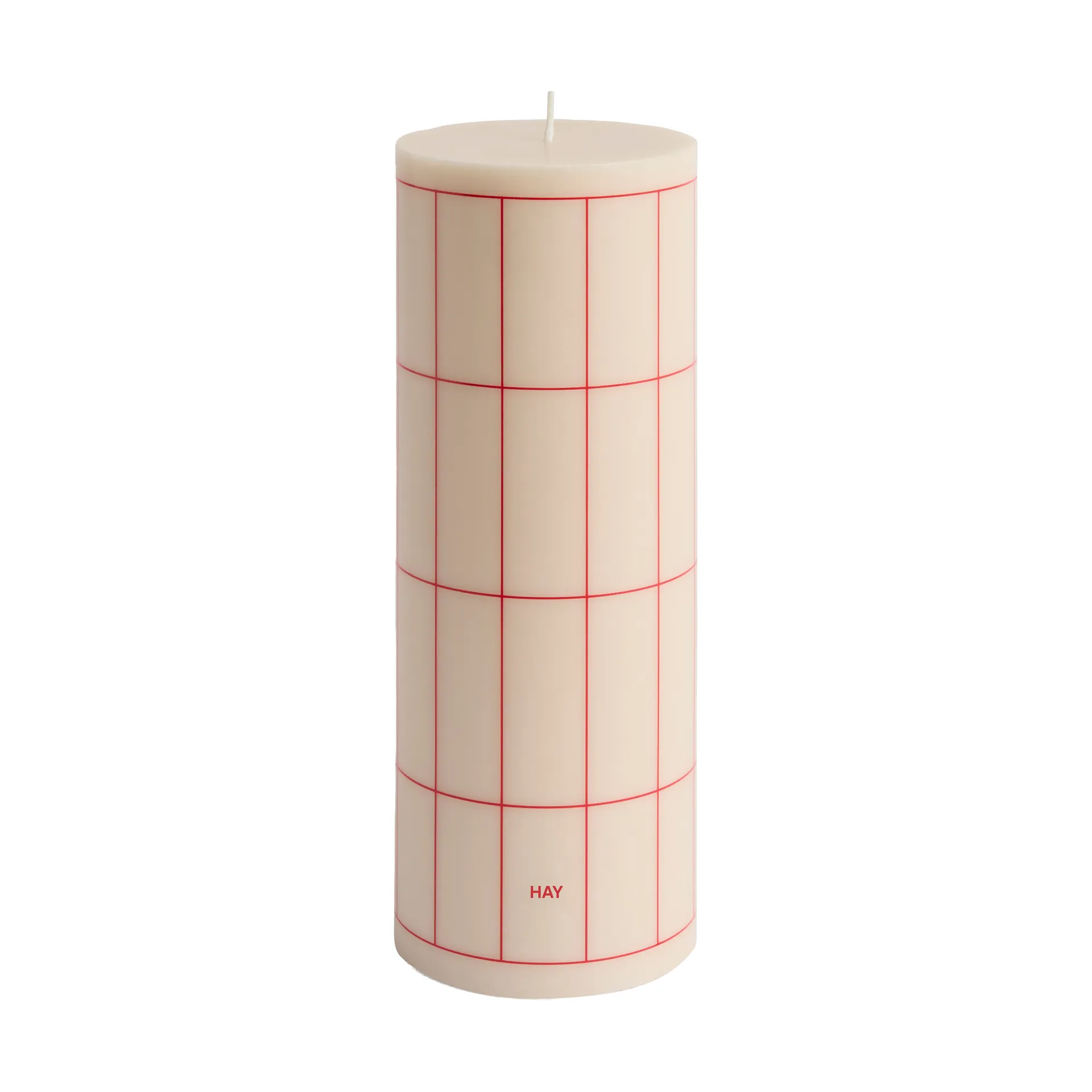 Column Candle pöytäkynttilä large 25 cm, Off white-red grid check HAY