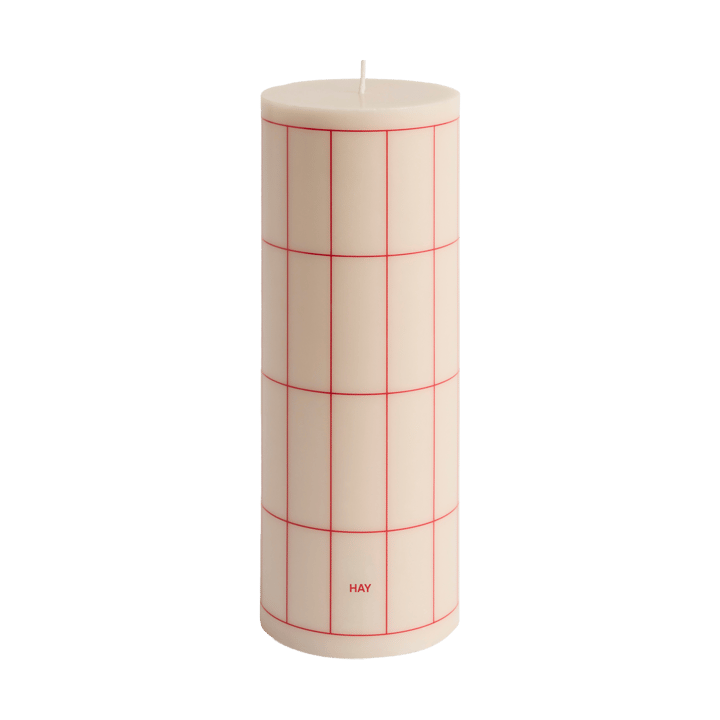 Column Candle pöytäkynttilä large 25 cm - Off white-red grid check - HAY