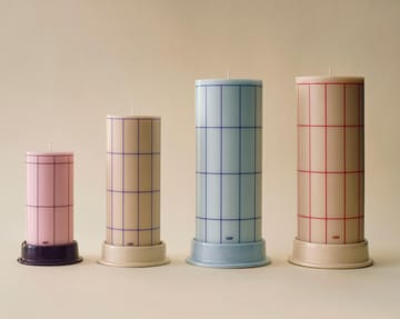 Column Candle pöytäkynttilä large 25 cm - Off white-red grid check - HAY
