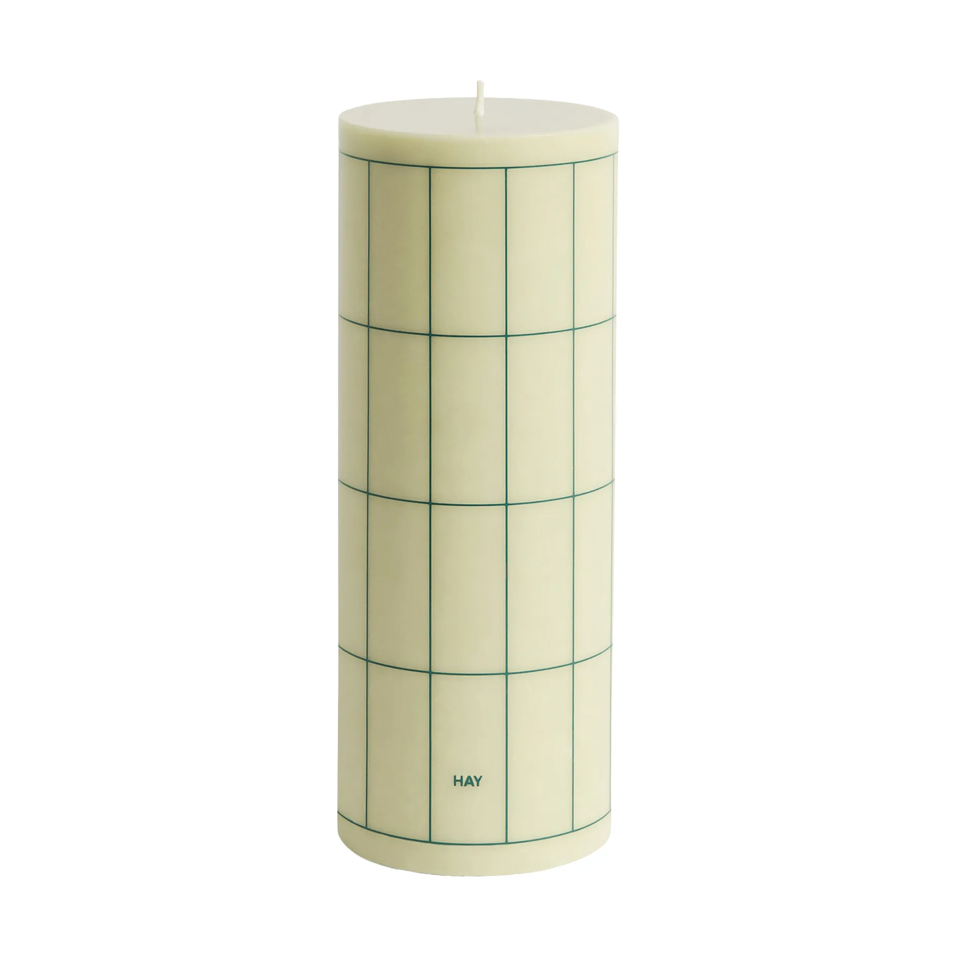 Column Candle pöytäkynttilä large 25 cm, Vaaleanvihreä tummanvihreällä ruutukuviolla HAY