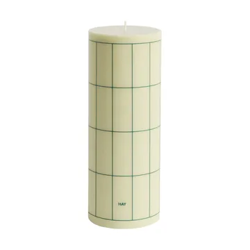 Column Candle pöytäkynttilä large 25 cm - Vaaleanvihreä tummanvihreällä ruutukuviolla - HAY