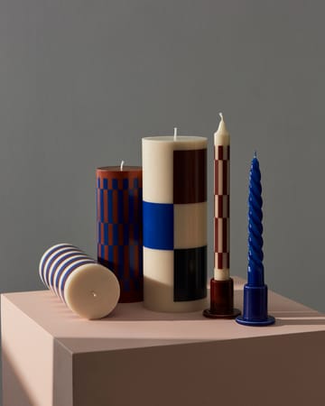 Column Candle -pöytäkynttilä medium 20 cm - Brown-blue - HAY