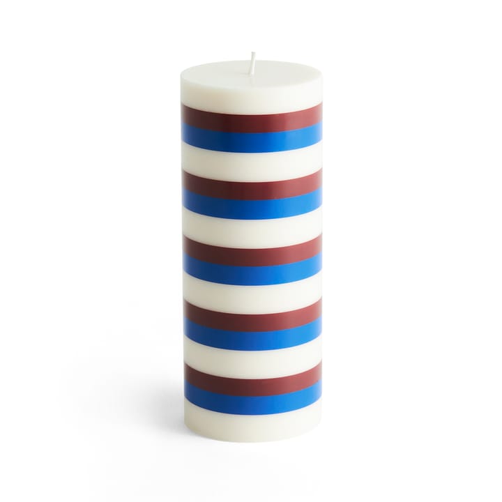 Column Candle -pöytäkynttilä medium 20 cm, Off white-brown-blue HAY