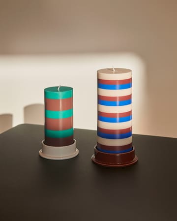 Column Candle -pöytäkynttilä medium 20 cm - Off white-brown-blue - HAY