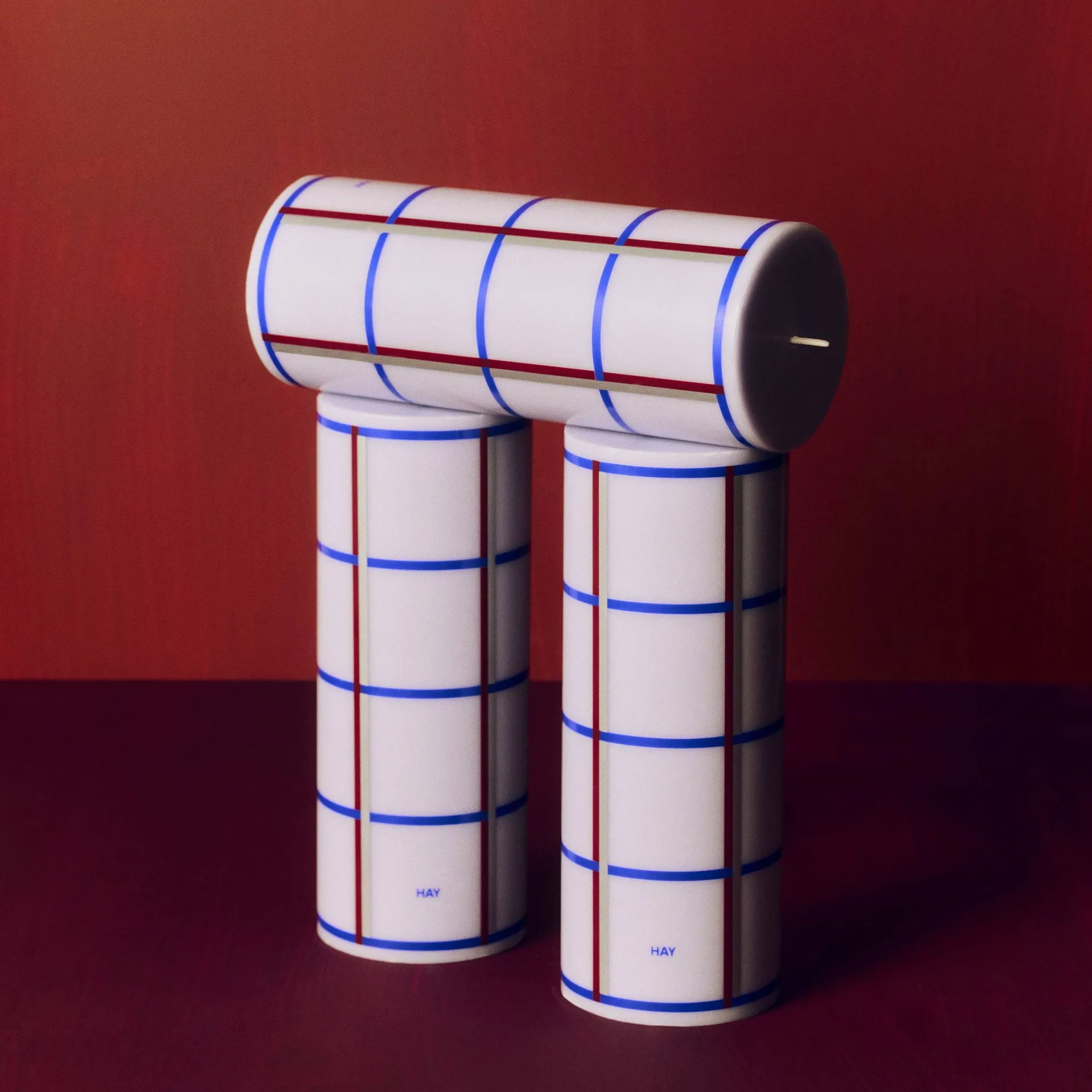Column Candle pöytäkynttilä medium 20 cm, Vaaleansininen, sininen, bordeaux ja hopea HAY