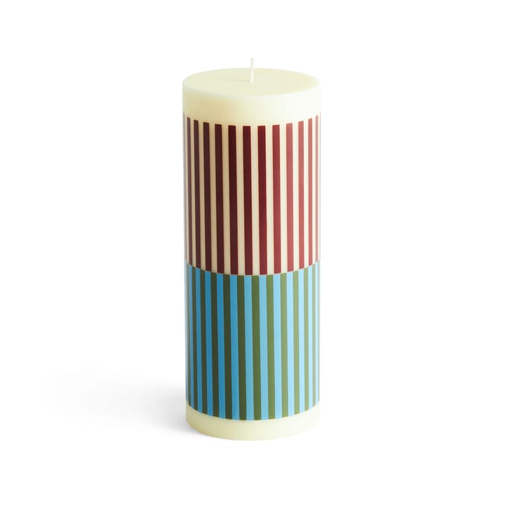 Column Candle -pöytäkynttilä medium 20 cm - Yellow-brown-light blue-army - HAY