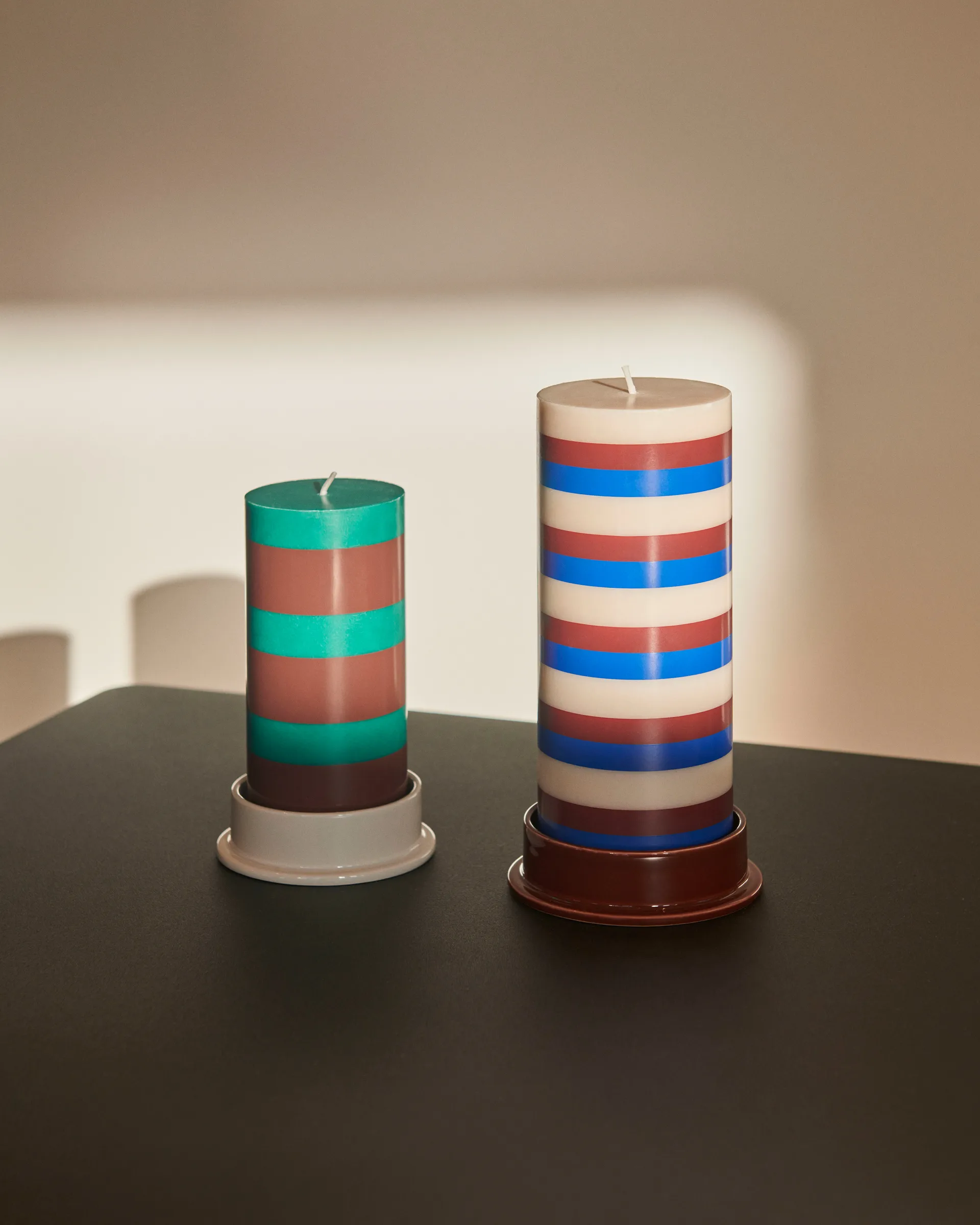 Column Candle pöytäkynttilä small 15 cm, Green-brown HAY