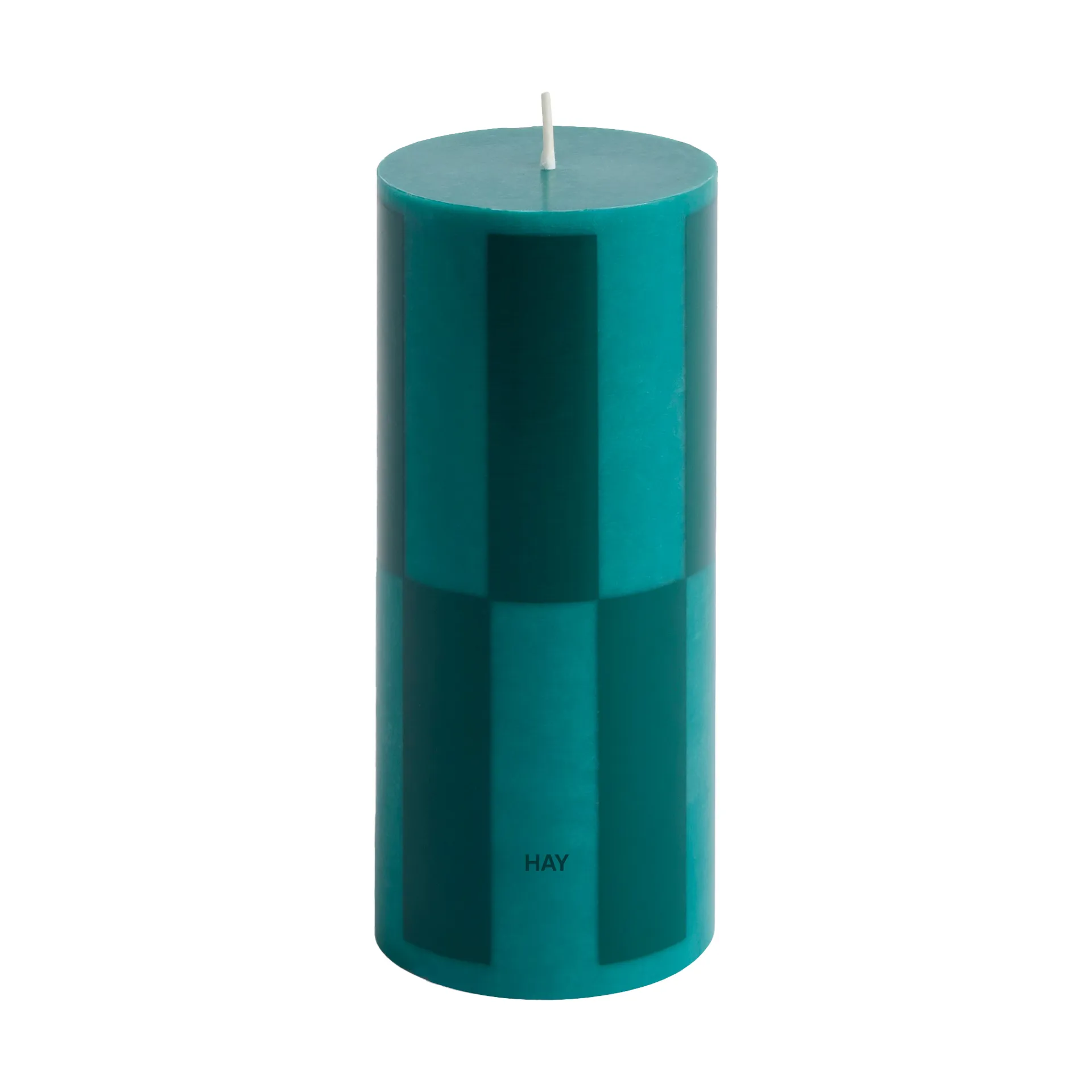 Column Candle pöytäkynttilä small 15 cm, Green-dark green iso ruutukuvio. HAY