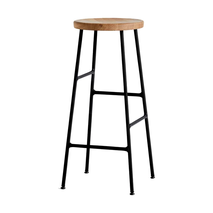Cornet pyöreä baarijakkara 75 cm - Oiled oak-soft black - HAY