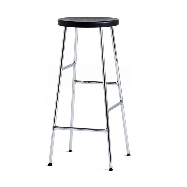 Cornet pyöreä baarijakkara 75 cm - Soft black oak-chrome - HAY