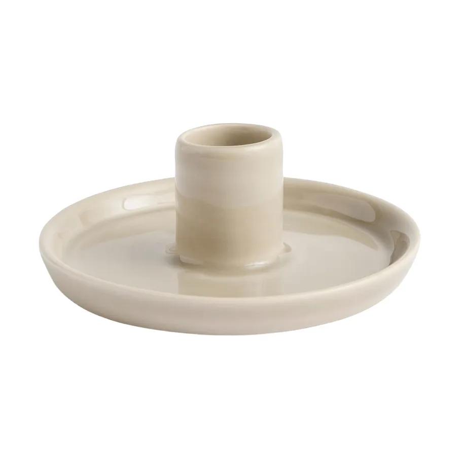 Disc kynttilänjalka, Lämmin harmaa, pieni, Ø10x4,8 cm HAY