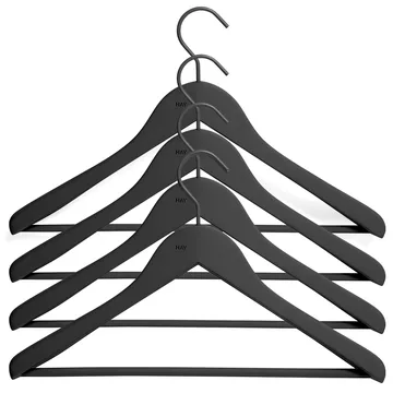 HAY vaateripustin tangolla wide, 4-pakkaus - Musta - HAY