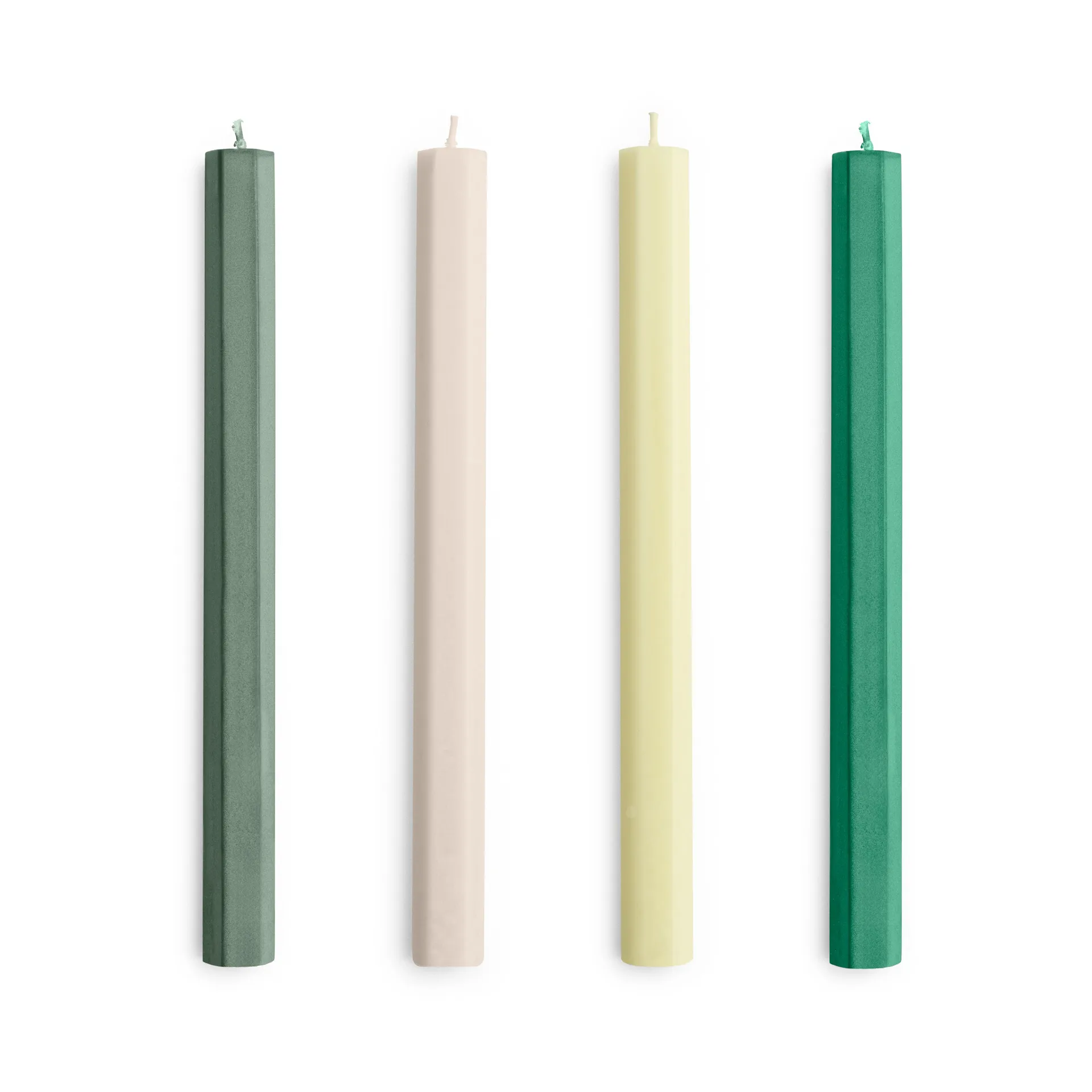 Hexagon Candle kynttilä mix 4-pack, Greens-whites HAY