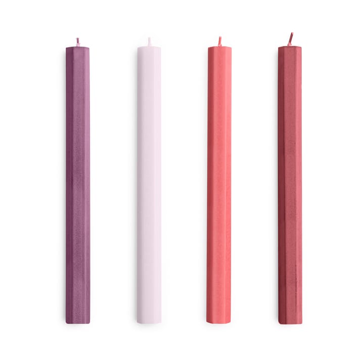 Hexagon Candle kynttilä mix 4-pack - Reds-bordeaux. - HAY