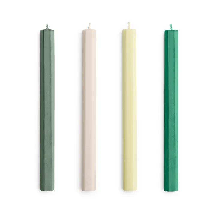 Hexagon Candle kynttiläsekoitus 4-pack - Greens-whites - HAY