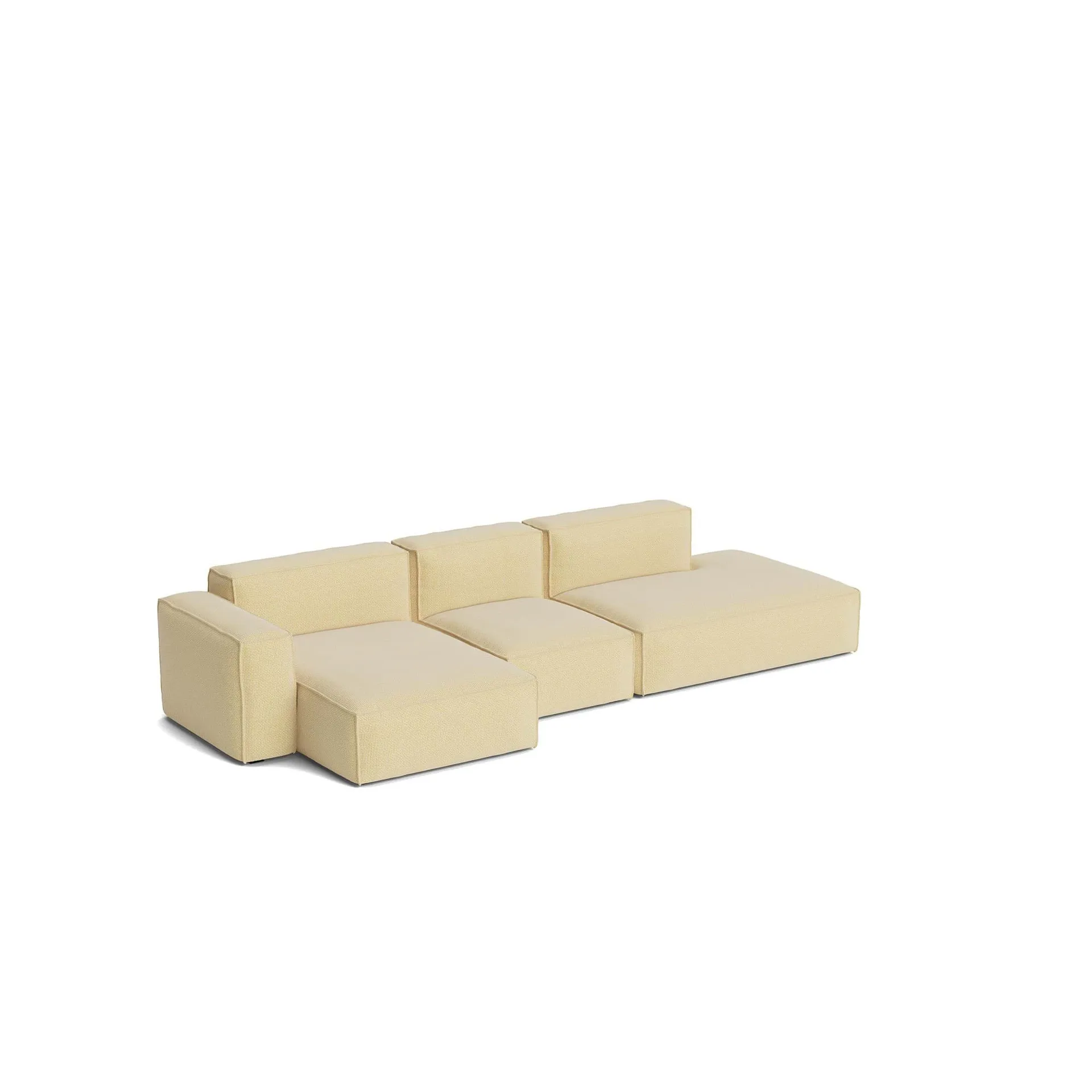 Mags Soft Low Armrest sohva 2,5-istuttava yhdistelmä 3, Tartaglia Ocre white, vasemmalle sijoitettu, irrotettava päällinen HAY