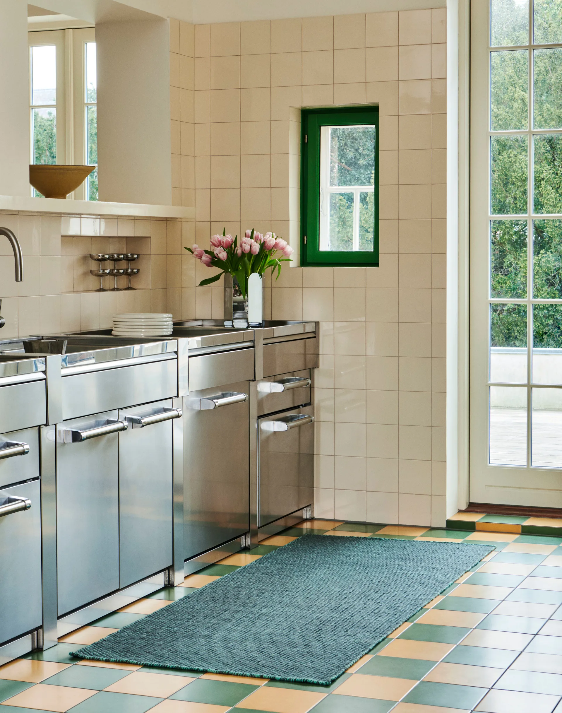 Moiré kelim-matto 80x200 cm, Emerald green HAY