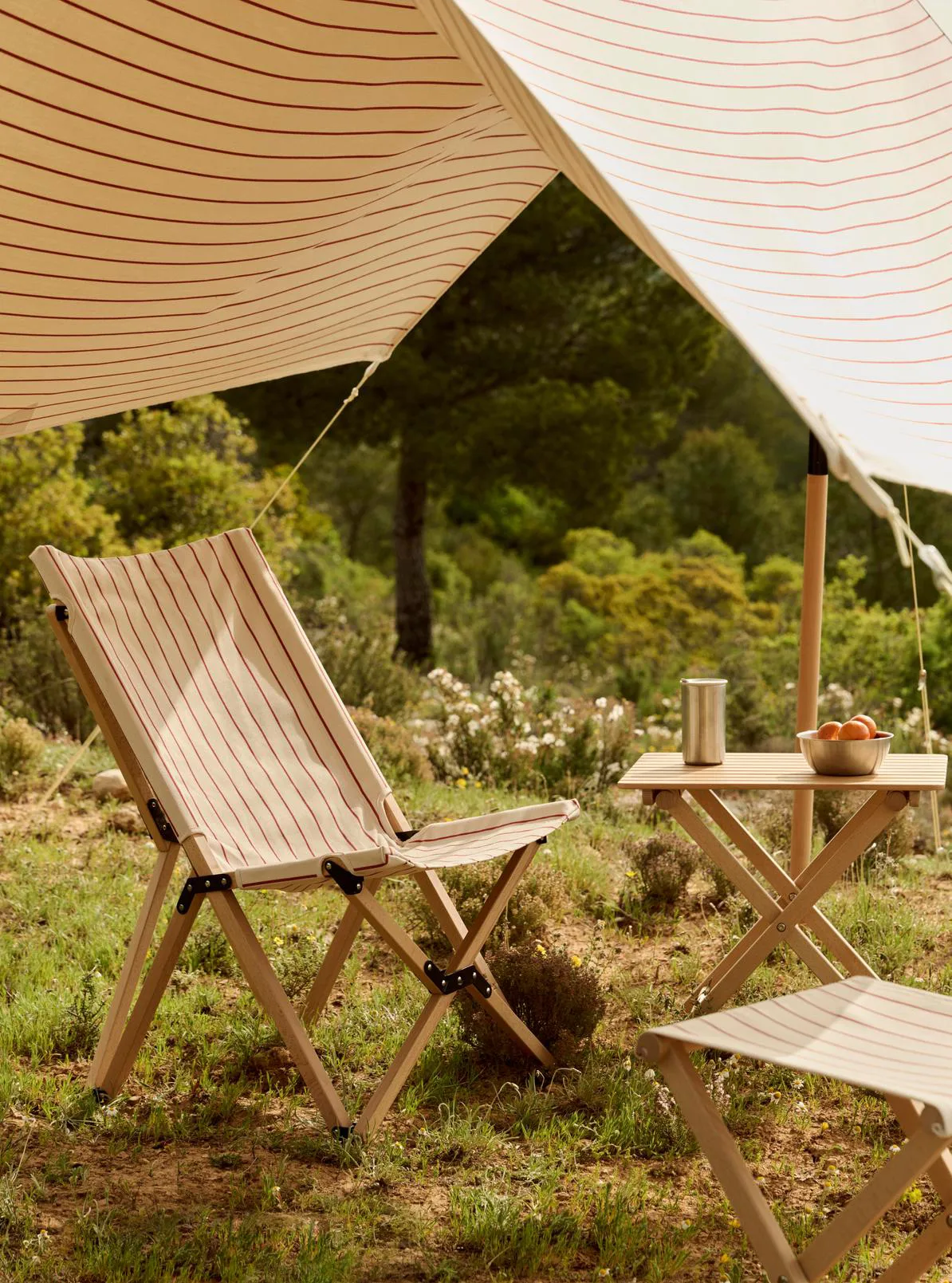 Outdoor Market taitettava tuoli, Beige-punainen HAY