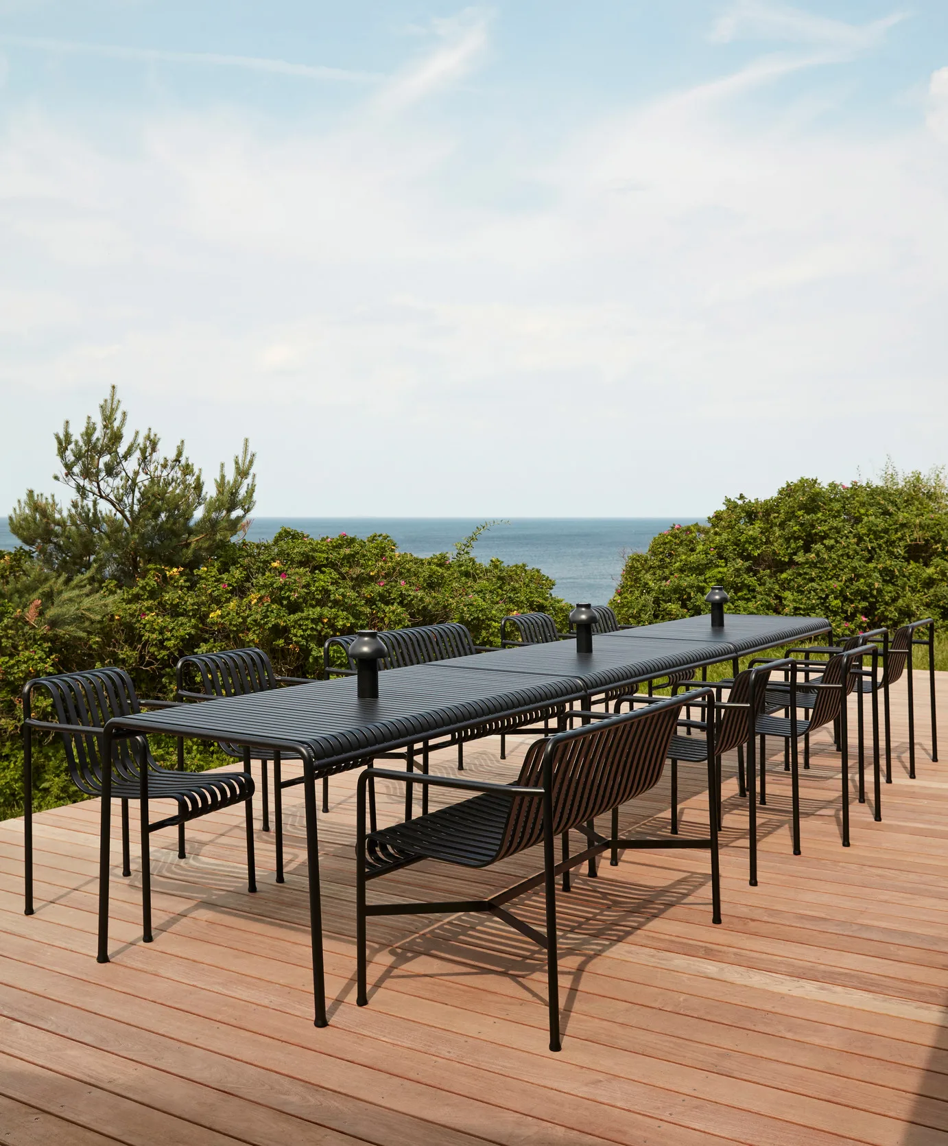 Palissade ruokailuryhmä 2 Dining käsinojatuoli + penkki 170x90 cm anthracite,  HAY