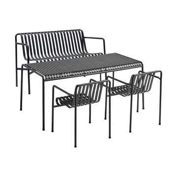Palissade ruokailuryhmä 2 Dining käsinojatuoli + penkki 170x90 cm anthracite - HAY