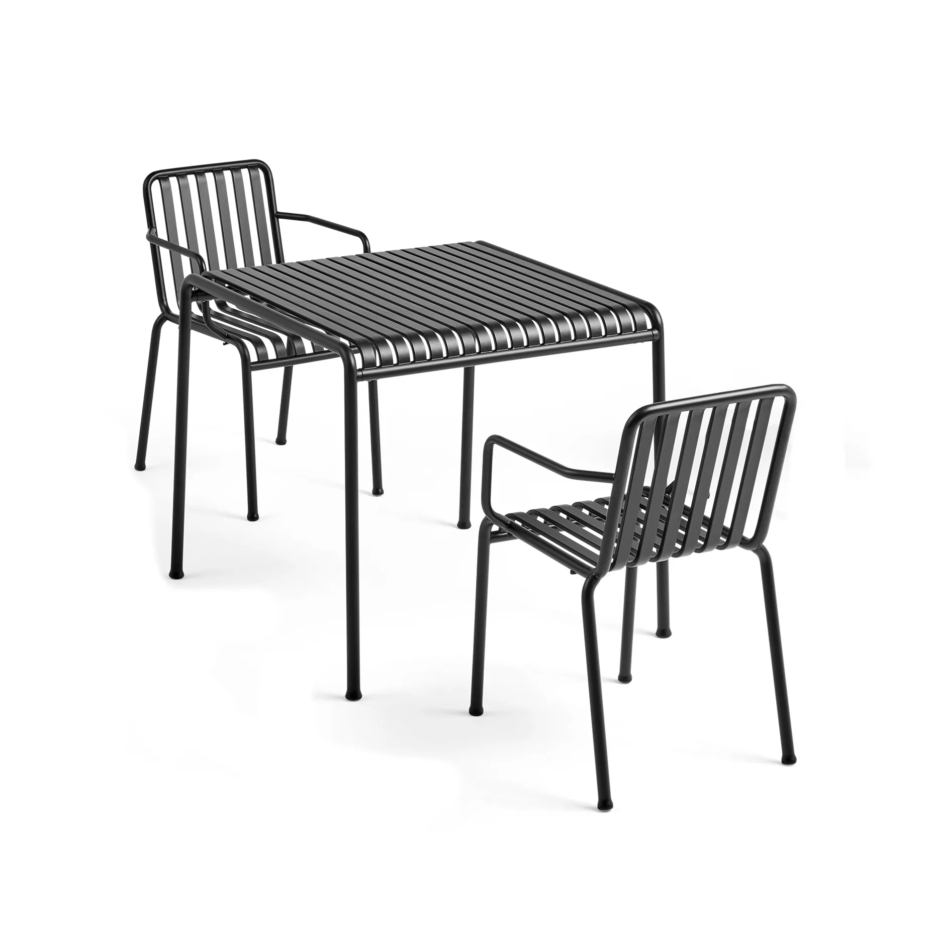 Palissade ruokailuryhmä 2 käsinojallista tuolia 82,5x90 cm antrasiitti,  HAY