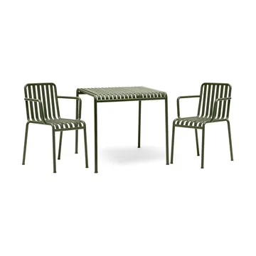 Palissade ruokailuryhmä 2 käsinojallista tuolia 82,5x90 cm olive - HAY