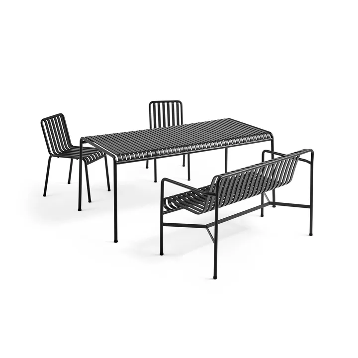 Palissade ruokailuryhmä 2 tuolia + penkki 170x90 cm - Anthracite - HAY