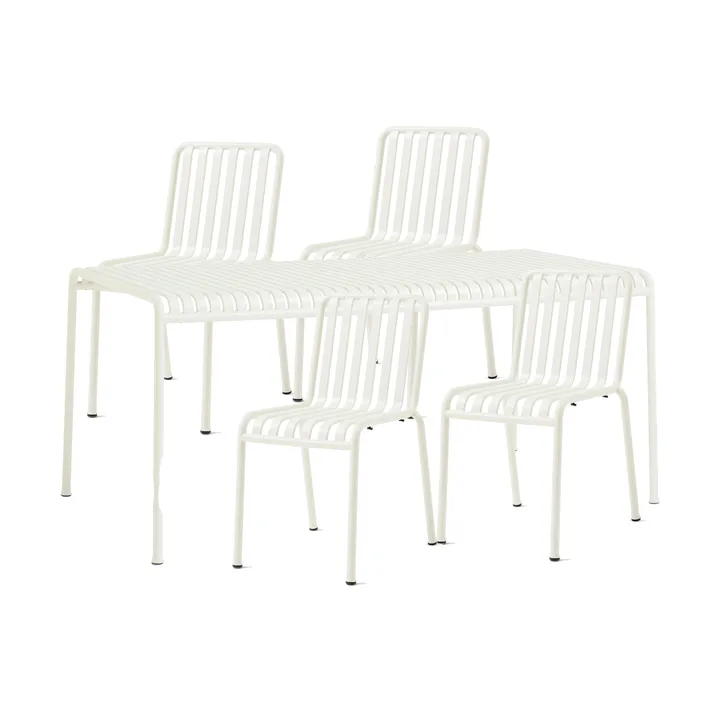 Palissade ruokailuryhmä 4 tuolia 170x90 cm cream white. - HAY