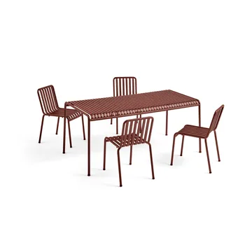 Palissade ruokailuryhmä 4 tuolia 170x90 cm - Iron red - HAY