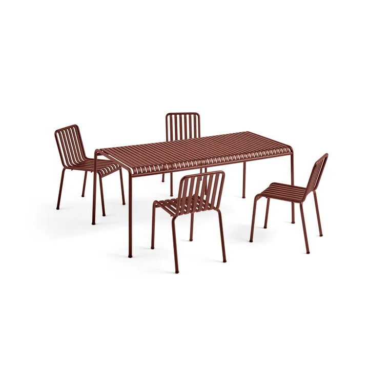 Palissade ruokailuryhmä 4 tuolia 170x90 cm - Iron red - HAY