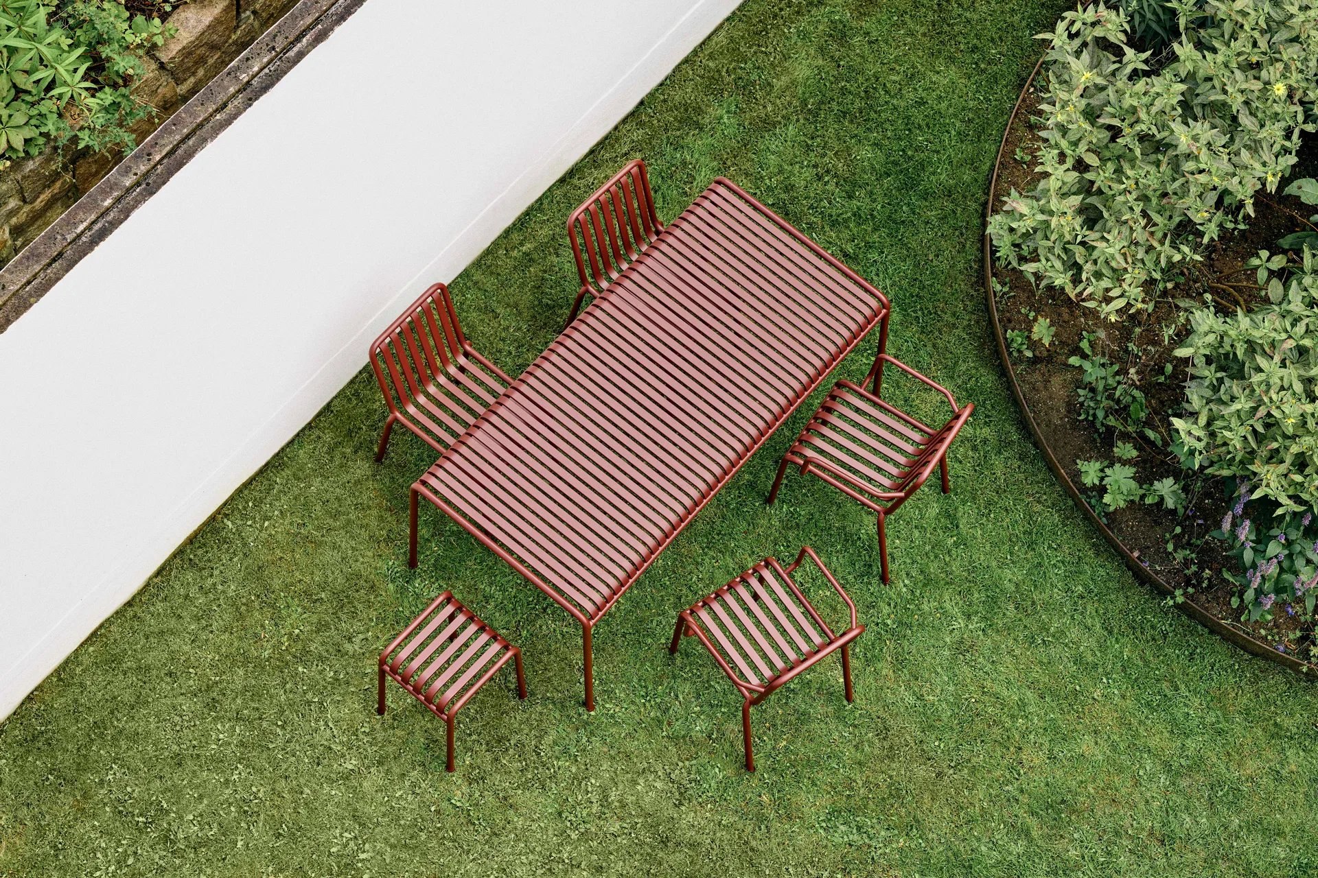 Palissade ruokailuryhmä 4 tuolia 170x90 cm - Iron red,  HAY