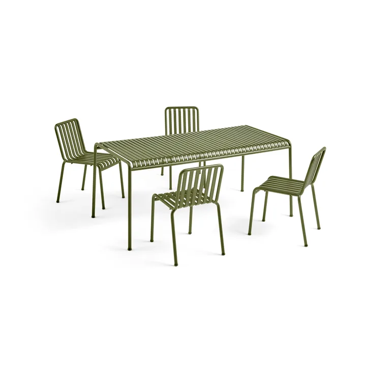 Palissade ruokailuryhmä 4 tuolia 170x90 cm - Olive - HAY