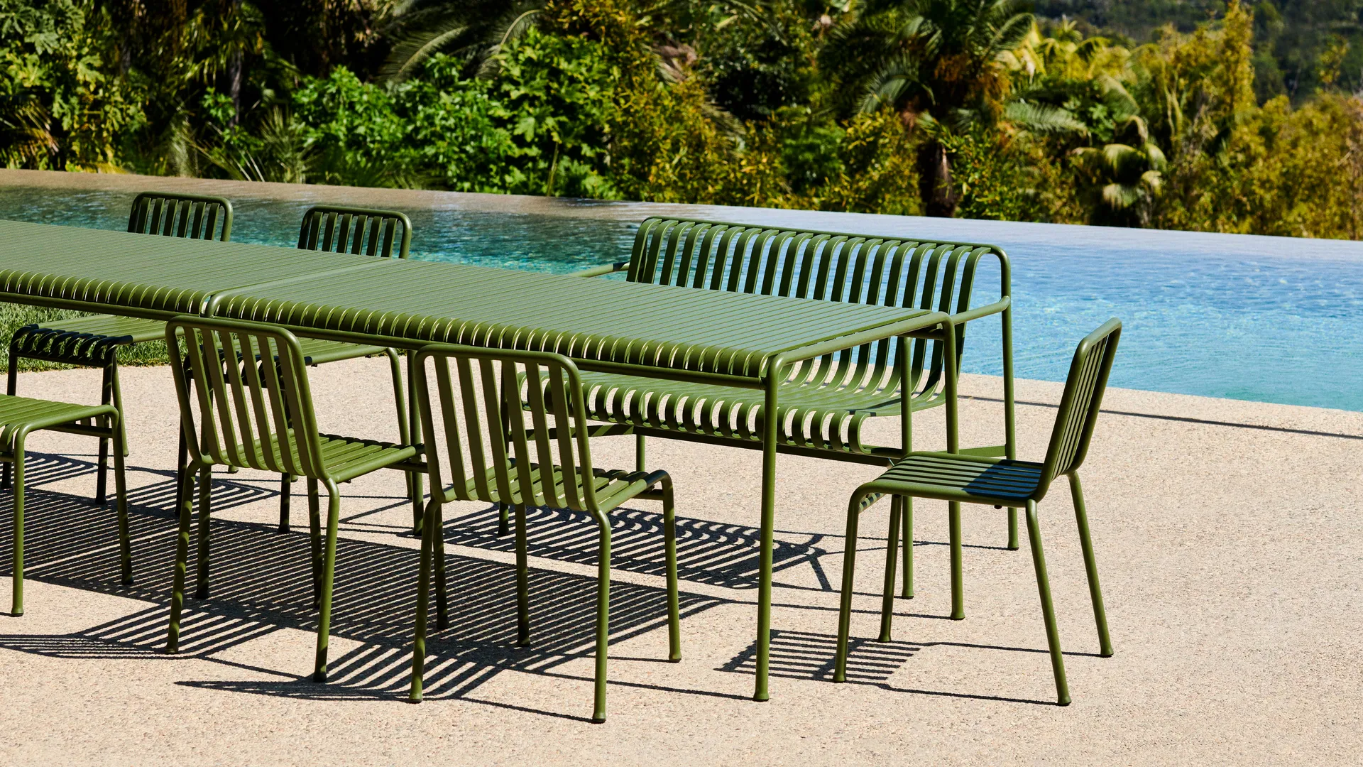 Palissade ruokailuryhmä 4 tuolia 170x90 cm - Olive HAY