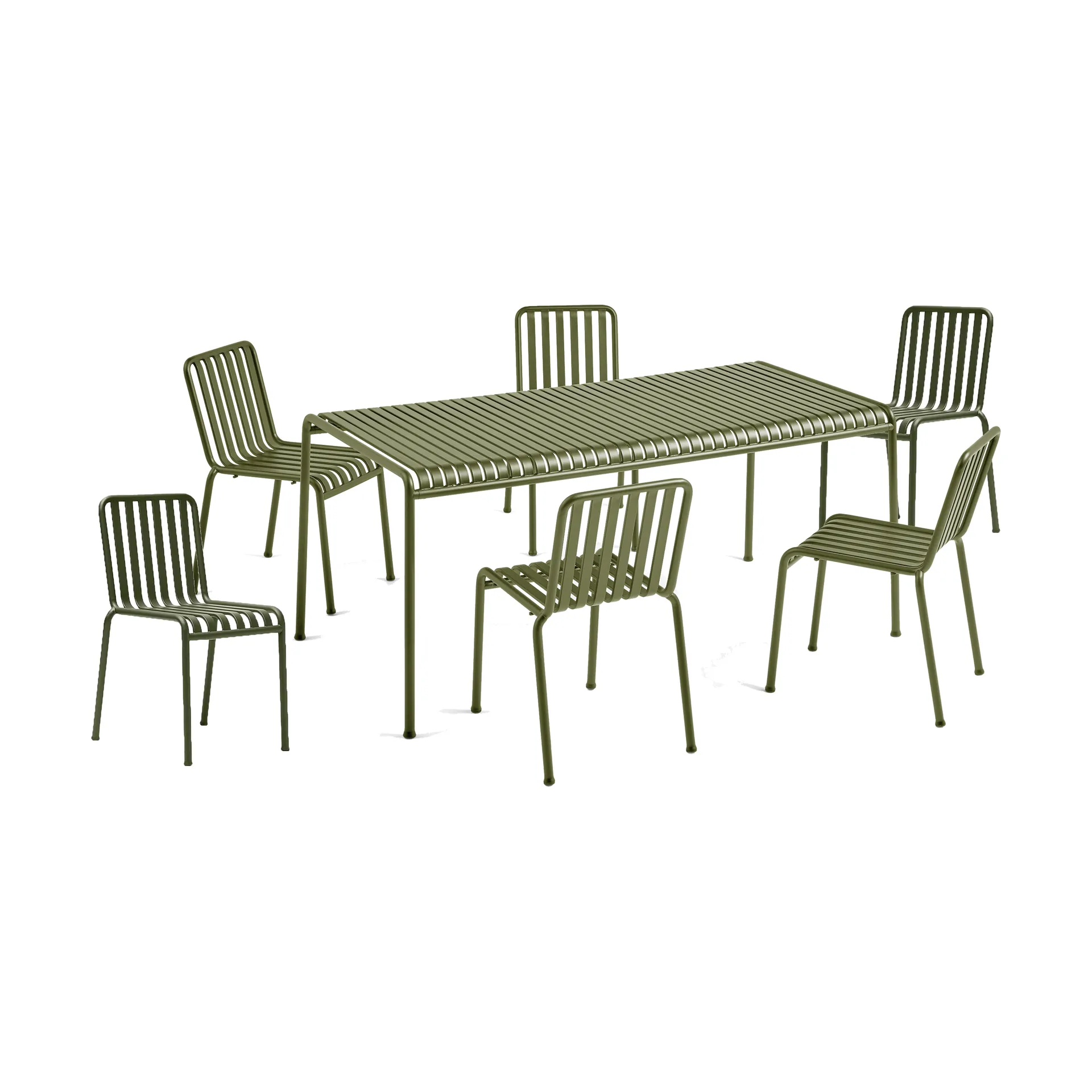 Palissade ruokailuryhmä 6 tuolia 170x90 cm olive,  HAY