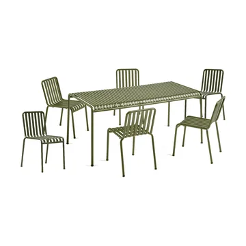 Palissade ruokailuryhmä 6 tuolia 170x90 cm olive - HAY