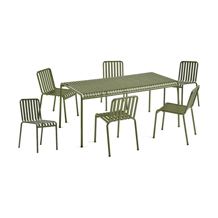 Palissade ruokailuryhmä 6 tuolia 170x90 cm olive - HAY