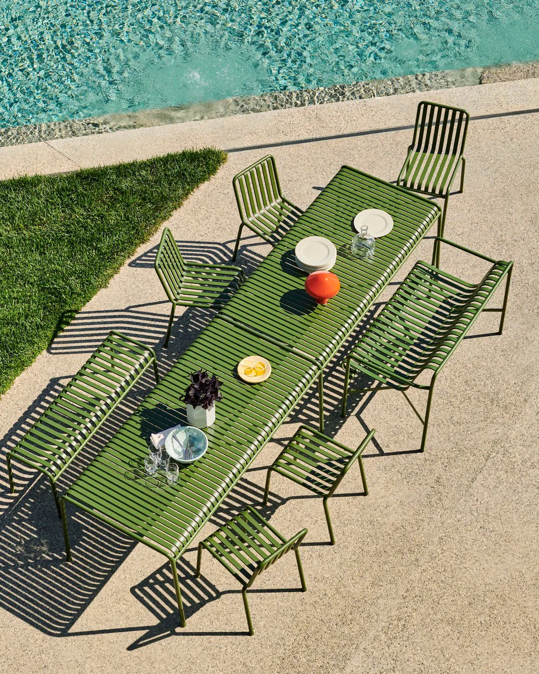 Palissade ruokailuryhmä 6 tuolia 170x90 cm olive HAY