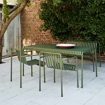 Palissade ruokailuryhmä2 Dining käsinojatuoli + penkki 170x90 cm olive - HAY