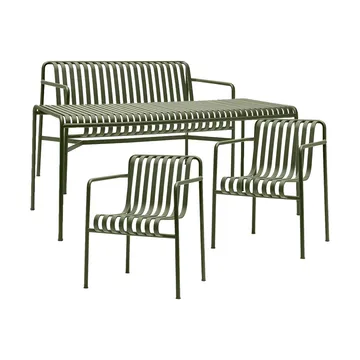 Palissade ruokailuryhmä2 Dining käsinojatuoli + penkki 170x90 cm olive - HAY