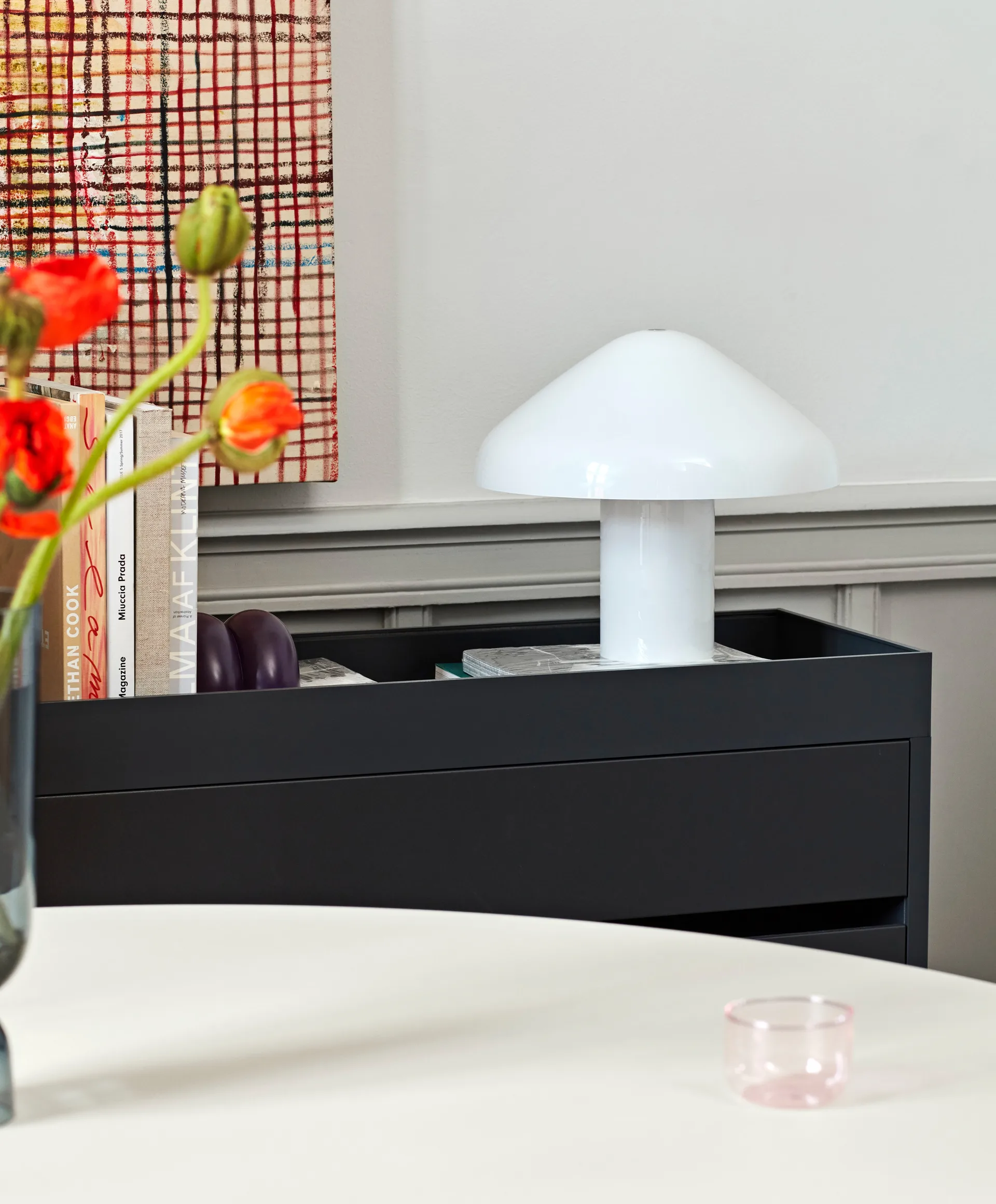 Pao lasis pöytävalaisin Ø35 cm, Valkoinen-Opaalilasi HAY