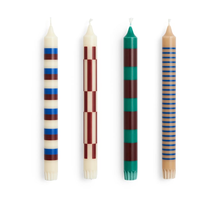 Pattern kynttilä mix 4-pack, Green-blue-brown HAY