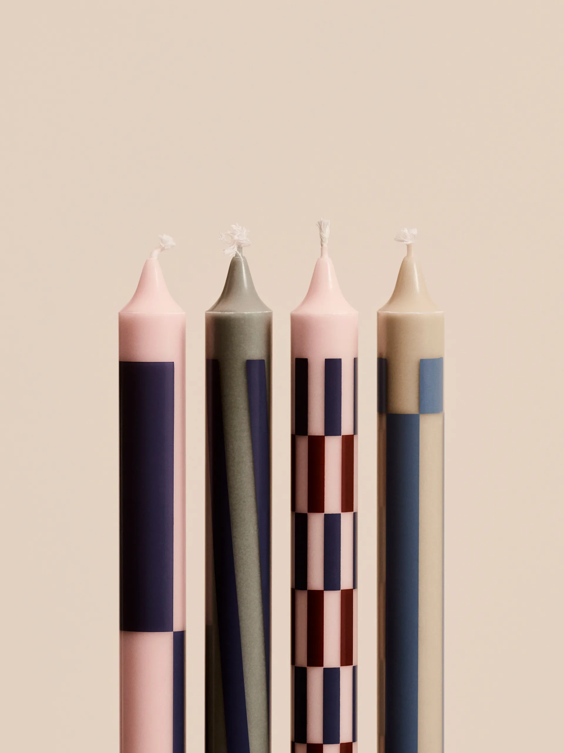 Pattern kynttilä mix 4-pack, Light pink-blue HAY