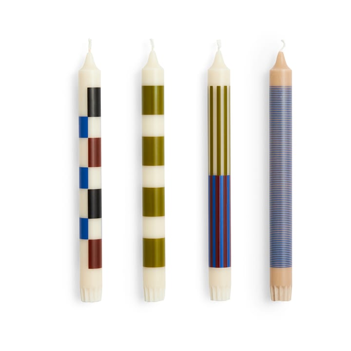 Pattern kynttilä mix 4-pakkaus - Off white-army-blue - HAY